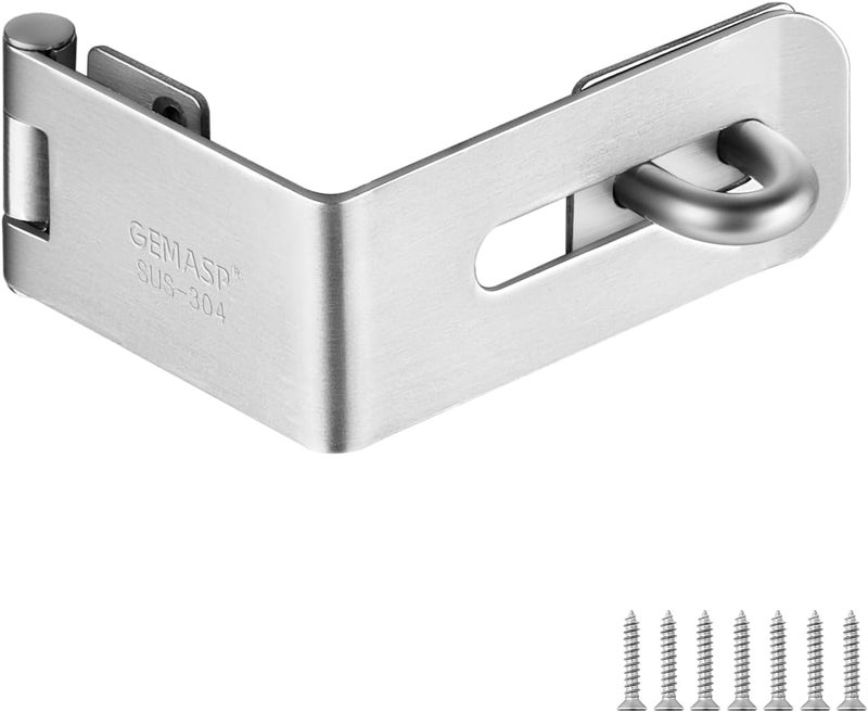 GMSP Hasp Latch, 90 Degree Solid 304 Stainless Steel File Cabinet Lock Desk Drawer Lock, Safe Security Padlock Latch Hasp Lock for Personal Privacy (Large) - Image 1